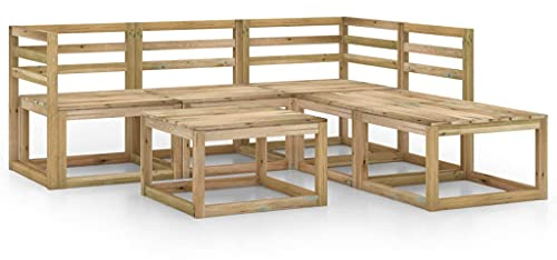 vidaXL Kiefernholz Imprägniert Gartenmöbel 6-TLG. Gartensofa Ecksofa Mittelsofa Fußhocker Tisch Garten Garnitur Sitzgruppe Gartenset Lounge Sofa Grün