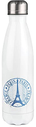 Bouteille Isotherme blanche au motif Paris Tampon