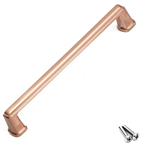 Decoranddecor Cabinet Handle Kitchen Cupboard Door Drawer Pull Handle with Screws Zinc Alloy Cabinet Bar Hardware (160mm Hole to Hole, Copper)