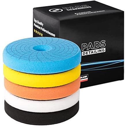 DETAILINGPADS 5er Polierpads Set 125mm Propeller Polierschwamm Set | Polierpad Hervorragende Wärmeableitung | Polierset Klett Polieraufsatz Akkuschrauber | Polier Pads (Schneiden Set 150/125mm)