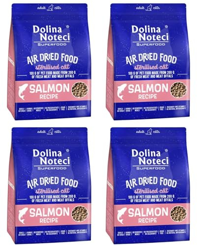 Dolina Noteci Glutenfrei Superfood Trockenfutter für sterilisierte Katzen - Lachsgericht 1kg (4-er Pack)