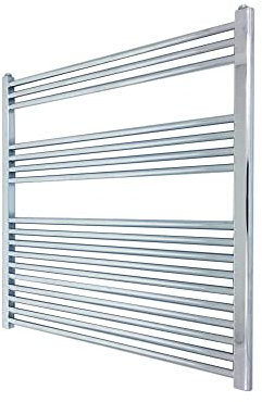 900mm (w) x 900mm (h) Straight Chrome Heated Towel Ladder Rail Bathroom Radiator - 2464 BTUs