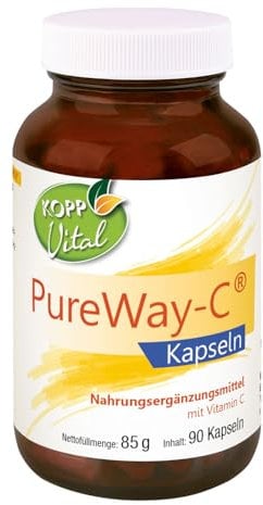 KOPP Vital® PureWay-C® 90 Kapseln | 85 g | Vitamin C | hochdosiert | ohne Gentechnik | Fettsäuren | länger im Körper