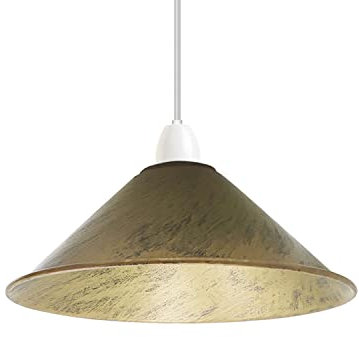 DC VOLTAGE Retro-Vintage-Lampenschirm, Metallkegel-Lampenschirm einfach Installation, industrieller Lampenschirm, 4 cm, E27-Aufhängeloch, für Küche, Wohnzimmer, Bar, Flur (Brushed Brass), (LSFT220A)