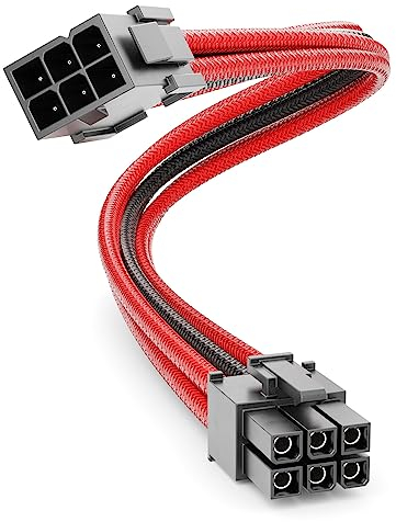 deleyCON 6 Pin PCI Express Scheda Grafica GPU Cavo di Alimentazione Cavo di Estensione 30 cm - 18 AWG PSU PC Computer Nylon Cavi di Corrente Spina a Presa - Nero Rosso