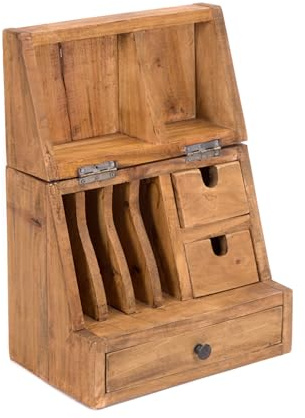 CREEDWOOD Tisch Organizer Case | klappbar, 48 cm, Mahagoni Holz | Büro Organizer, Organizer Kiste, Schreibtisch Aufbewahrung, Aufbewahrungskiste