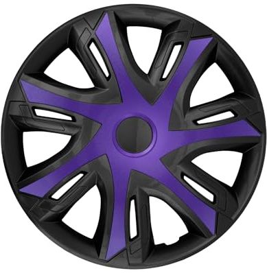 Luckyberg Radkappen 15 Zoll N-Power | Zierkappen in vielen Farben, Radzierblenden 4er-Set für die meisten Automarken und Stahlfelgen. Felgenabdeckung für Autofelgen. (15 - LILA/SCHWARZ)