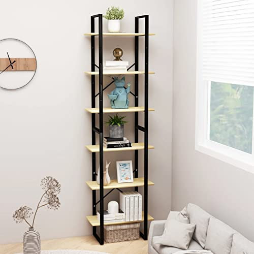 ZEYUAN Lagerregal, Regal, Bookshelf, Leiterregal, Standregal, Wandregal, Aktenregal, DVD Regal, 60x30x210 cm Kiefer Massivholz