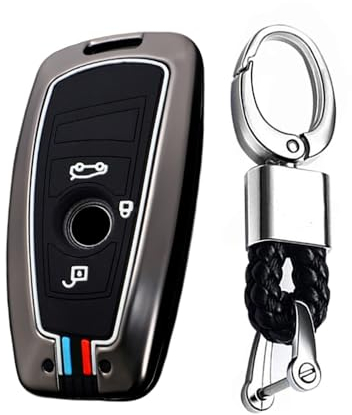 TECART Smart Autoschlüssel Hülle Cover Passt für BMW F20 F30 G20 F31 F34 F10 G30 F11 X3 F25 X4 I3 M3 M4 1er 3er 5er Schutzhülle Schlüsselcover Zubehör Auto Schlüssel 3 Taste Schwarz A