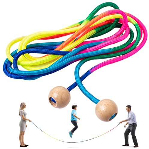 YANGUN 5M Springseil für Mehrspieler, Seilspringen Lang Mehrspringer Kinder, Langes Springseil, Lange Springseil Kinder, Gruppen Springseil Sport, Springseil Kinder(Regenbogenfarben)