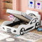 MQLAE Autobett Kinderbett 90 x 200cm, Bett mit Lattenrost und Stauraum, Kinder Spielbett, Aufregendes Auto Kinderbett für kleine Rennfahrer Jungen und Mädchen, Flachbett, ohne Matratze Weiß