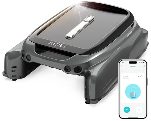 AIPER EcoSurfer S1 Desnatador Robótico Solar para Piscinas, Soporte App, Monitor de Temperatura de Piscina, 20 Horas de Vida de la Batería, Ppción de Doble Carga, Motor Resistente a la Sal y el Cloro