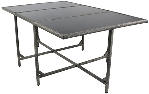 VCM Gartentisch | Tisch aus Rattan | Maße ca. H. 74 x B. 170 x T. 110 cm | Gartentisch | Gartenmöbel – Raloso 170x110 Grau