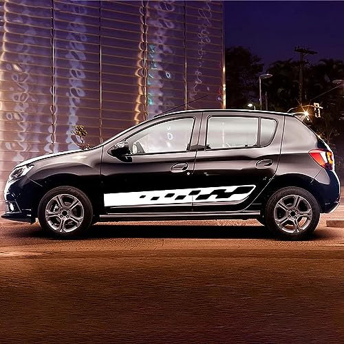 Karosserie Kofferraum Dekoration Aufkleber Taille Linien Aufkleber Tür Seitendekor Aufkleber für Dacia Sandero 2 Stepway RS,B-White