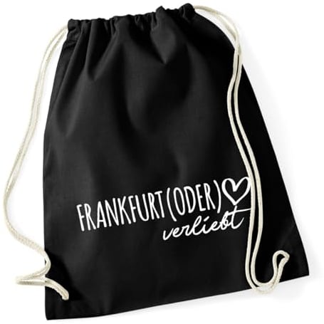 Huuraa Turnbeutel Frankfurt (Oder) verliebt Geschenk Rucksack Black 12 Liter Baumwolle Frankfurt (Oder) Geschenkidee