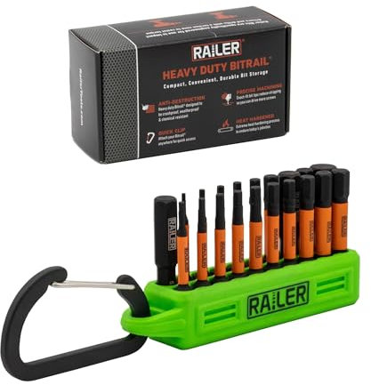 Allen Wrench Hex Bit Set - Railer 2 Inch Impact Driver 20pc Hex Bit Set With A Bit Holder & Carabiner. Premium S2 Steel, Ideal For Furniture Screws