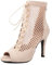 Uonpie Peep Toe Stivali 10cm Tacco in Scamosciata a Rete Scarpe da Ballo Latino Salsa Tango Bachata,Beige,38EU