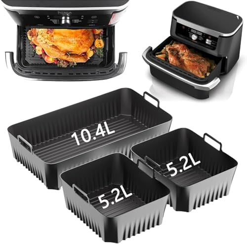 Accessoire Air Fryer, Moule Air Fryer pour Ninja Foodi Flex 10,4 L AF500EU, Silicone Air Fryer Accessoires, Moule Silicone Air Fryer pour Accessoires Ninja Foodi Max AF500EU (5,2 L x 2 + 10,4 L)