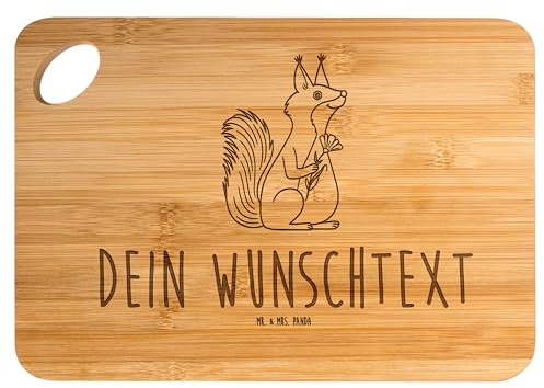 Mr. & Mrs. Panda Schneidebrett personalisiert Holz Eichhörnchen Blume - Personalisierte Geschenke, Eichhorn, Lachen, Frühstücksbrett graviert, Brotzeitbrett, Lustige Sprüche, Vesperbrett mit Gravur