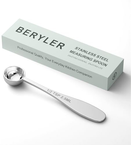 BERYLER 1PCS 1/2tsp(1/6tbsp, 2.5 ml) Single Measuring Spoon, Stainless Steel Individual Teaspoon, Metal Measure Scoop with Gift Box