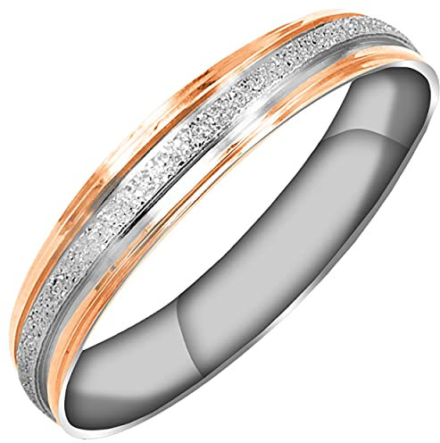 Everstone Damen-Ring Titan, Herren-Ring Titan, Freundschaftsringe, Hochzeitsringe, Eheringe, Farbe: Silber, Rotgold Breite Sz54