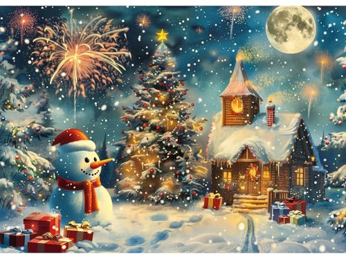 Christmas Jigsaw Puzzle 1000 Piece for Adults Winter Snowman Xmas Puzzles Gift for Children