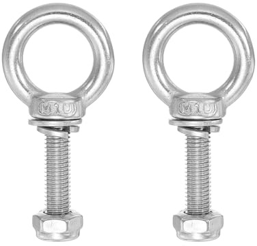 PATIKIL Ringschraube, M10x40 304 Edelstahl ösenschraube Gewinde mit Sechskantschraube, Mutter, Dichtung und Unterlegscheibe zum Aufhängen und Sichern von Ketten, Drahtseilen, 2 Sets