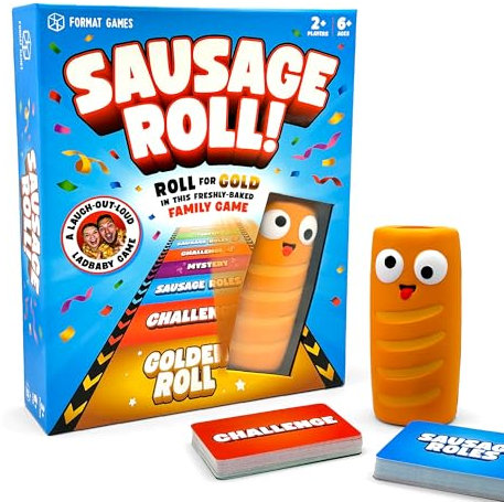 Sausage Roll Board Game | Age 5+ The Ultimate Challenge Game For Kids Teens and Adults | Individual or Team Competition & Silly Challenges | Easy Setup & Quick Play