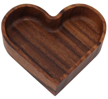 lvifloae Piatto da frutta in legno Piatto da formaggio a forma di cuore Texture liscia Elegante piatto da pranzo Dim Sum in legno adatto per cucina Sala da pranzo Vassoio (En forma de corazón)