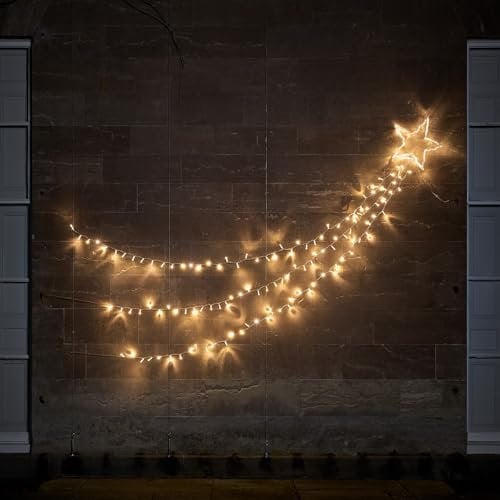 Lights4fun 300cm Dual LED Sternschnuppe Stern Silhouette mit Fernbedienung und Timer Strombetrieben Weihnachtsdeko Außen Stern Outdoor LED