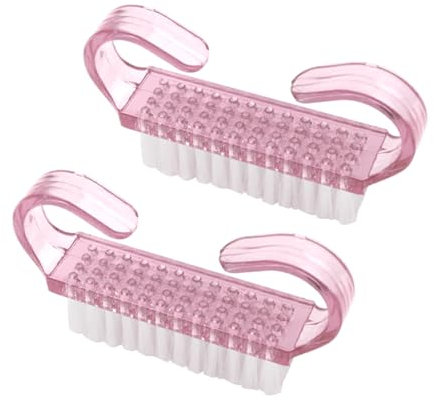 LICQIC Nail Brush, Nail Brush Cleaning Brush, Nail Brush with Handle is suitable for removing dirt from fingernails and toenails (2 Pcs Pink)