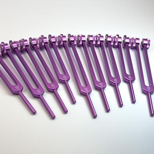 9pc Secret Solfeggio Tuning Fork Set for Boot Attachments, Purple | Designed Specifically for Use with Boot Attachments – Sound Practice, Meditation & Precision Placement