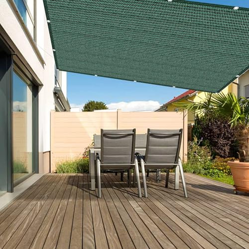 Toldo rectangular grande de polietileno de alta densidad de 2,5 x 9,5 m para jardín, patio, piscina, transpirable, resistente a los rayos UV, color verde oscuro