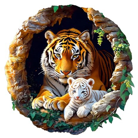 KAAYEE Holzpuzzle Erwachsene 290pcs, 3D Tiger Familie Holz Puzzle Erwachsene, Unregelmäßige Einzigartige Puzzle, TierföRmige Holzpuzzles, Puzzle Erwachsene mit Geschenkbox aus Holz(34 x 34 cm, L)