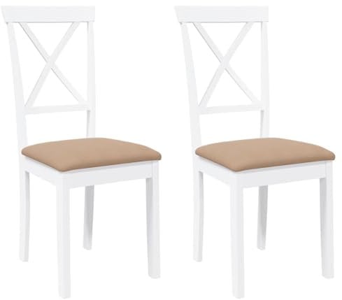 vidaXL Sillas de Comedor con Cojines 2uds Madera Maciza Blanco Caucho