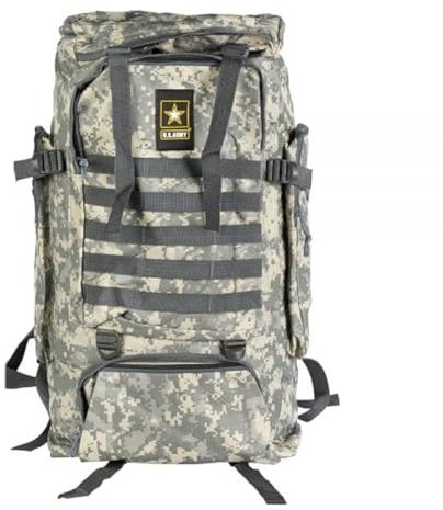 US Army 70L Large Tactical Backpack with Water Bottle Pouch - Military Backpack Molle System Breathable Back Padding - Hiking, Camping & Trekking Backpack for Men & Women (Camo)