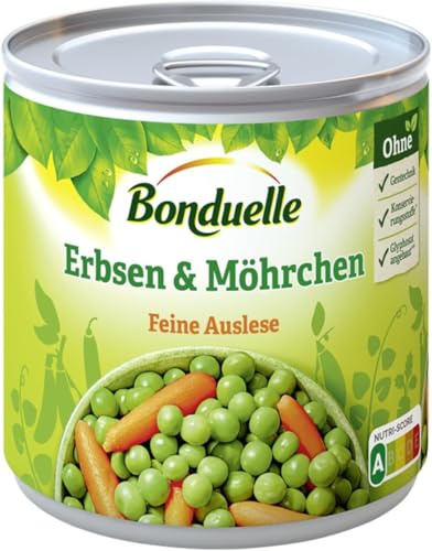 Bonduelle Gemüse, Erbsen mit Möhrchen feinste Auslese 400 g (Packung mit 6)