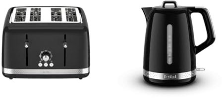 Tefal Soleil Breakfast Bundle - 4-Slice Toaster + Electric Kettle 1.7L - Black