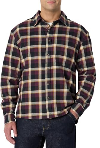 Amazon Essentials Men's Relaxed-Fit Long-Sleeve Flannel Shirt