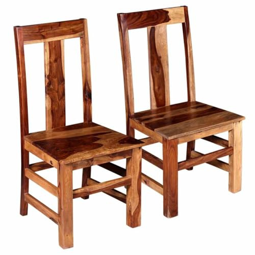 Hoopleep Esszimmerstühle Set aus massivem Akazienholz, 2 Stück, honigbraun lackiert, 44x54x100 cm, für Küche & Essbereich, rustikaler Landhaus-Stil