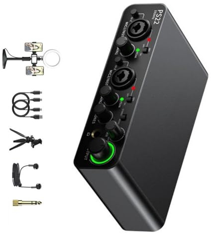FHGSPQWM Portable 24bit / 192kHz USB Sound Card with XLRs TRSs Inputs for Microphones Instrument and Computers Plugs and Play XLRs Interfaces