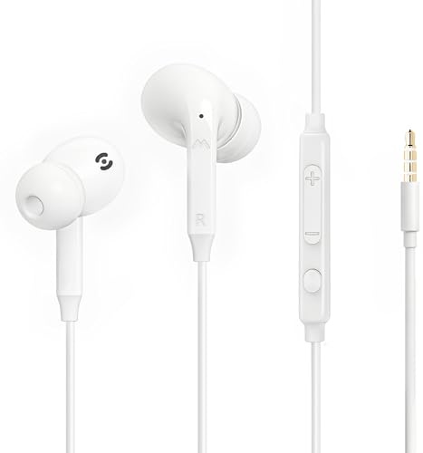MAS CARNEY Écouteurs Filaire jack 3.5mm, Écouteurs Intra-Auriculaires, Casque Audio Filaire avec Micro et régulateur pour Motorola Moto, Oreillette Filaire pour Sony Xperia 10 VII Xperia 1 VII, MP3,PC