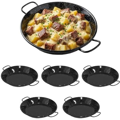 TWO TIGERS | Paellera Esmaltada Antioxidante | Pack 6 Unidades Mini | Diámetro 20cm | Raciones Hasta 2 Comensales de Paellas Tapas Arroces | Para Hostelería Bar Restaurante Hotel