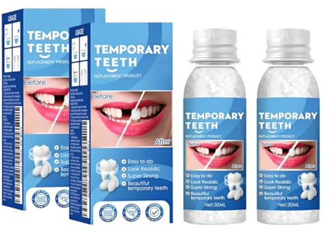 2 Pezzi Denti Finti Modellabili Per Il Fissaggio, Faccette Dentali,30G Dentiera Provvisoria, Otturazione Dentale Provvisoria, Riempimento Del Dente Rotto Mancante(B)