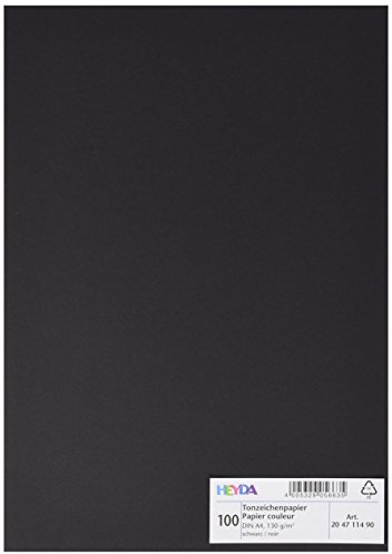 Heyda 204711490 Tonpapier (DIN A4, 130 g qm, 100 Blatt) schwarz