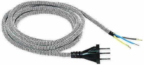 Electraline 48000 Prolunga per Ferro da Stiro, Lunghezza 2,8 m, 10 A 130V, Sezione Cavo 3x0.75 mm, Nero/Bianco
