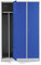 Schrank & Stuhl Spind – Metallspind mit 3 Abteilen in 180 x 120 x 50 cm, inkl. Hutboden, Trennwand und Zylinderschlössern, Lieferung komplett montiert, Grau/Blau