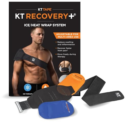 KT Health, Compression Pad Therapy System, Heating and Ice Pack With Adjustable Wrap for Back/Muscle Pain Relief, Black
