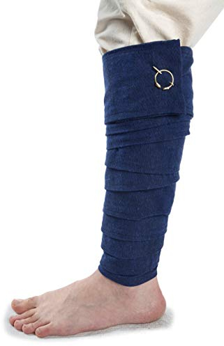 HEMAD Mittelalter Wadenwickel Set mit Fibeln aus Fester Baumwolle, Blau, Einheitsgröße