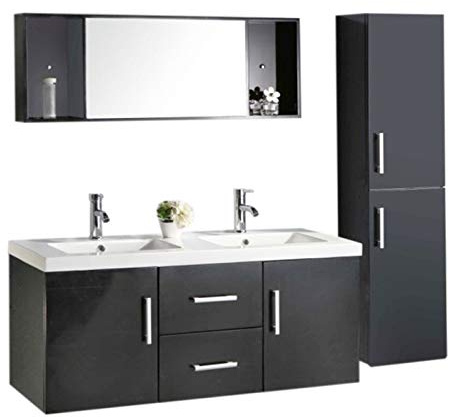 Muebles para baño Modelo Malibu 120 cm para cuarto de baño con espejo baño grifos incluido mueble + 2 espejos + repisas + grifería + fregaderos